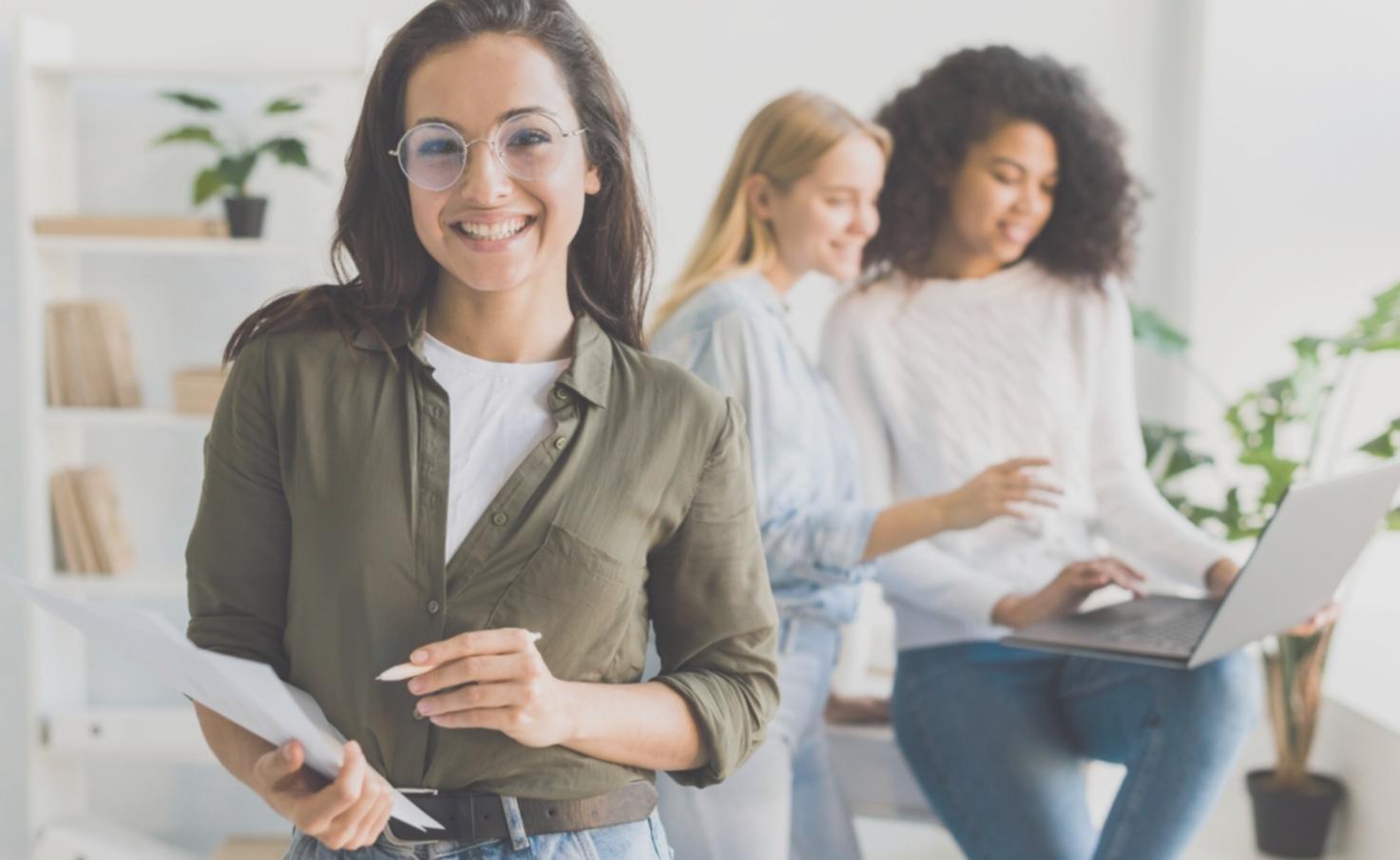 Financial team collaboration in modern office setting